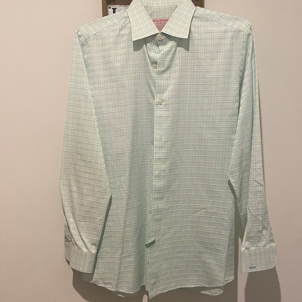 Classic Mint Checkered Dress Shirt